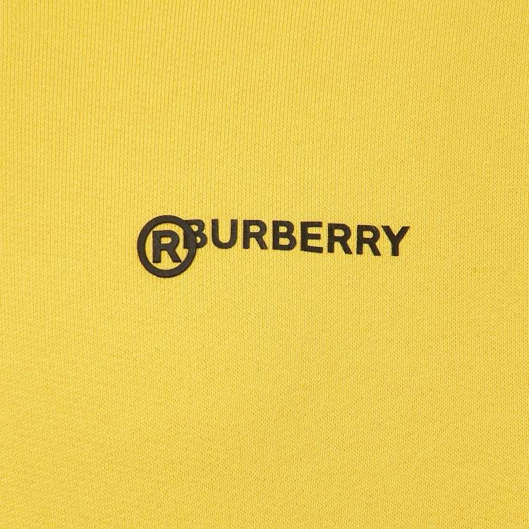 Pre Owned Burberry Yellow Logo Emboss Print Cotton Robson Hooded Sweatshirt L
