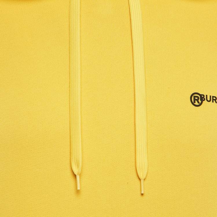 Pre Owned Burberry Yellow Logo Emboss Print Cotton Robson Hooded Sweatshirt L