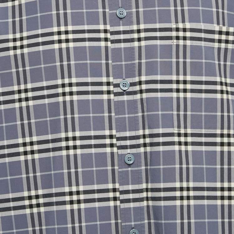 Pre Owned Burberry Blue Checks Cotton Long Sleeve Shirt XXXL