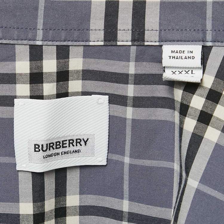 Pre Owned Burberry Blue Checks Cotton Long Sleeve Shirt XXXL