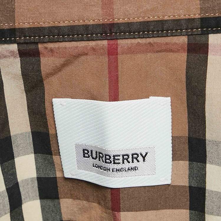 Pre Owned Burberry Beige Checks Cotton Long Sleeve Shirt XXXL