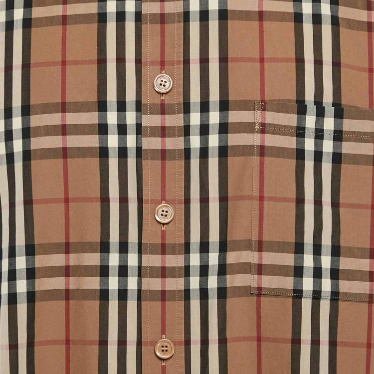 Pre Owned Burberry Beige Checks Cotton Long Sleeve Shirt XXXL