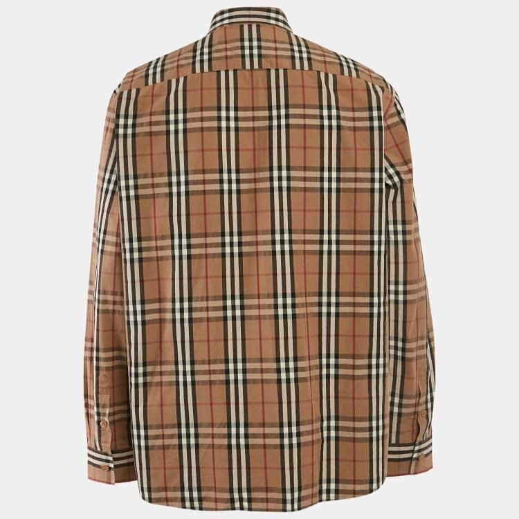 Pre Owned Burberry Beige Checks Cotton Long Sleeve Shirt XXXL