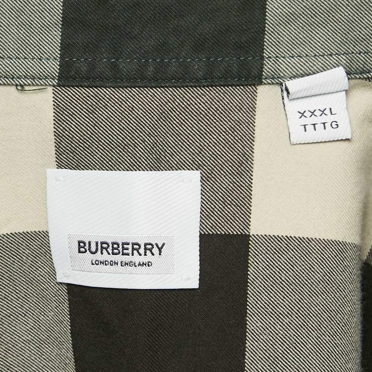 Pre Owned Burberry Green Nova Check Cotton Button Front Shirt XXXL