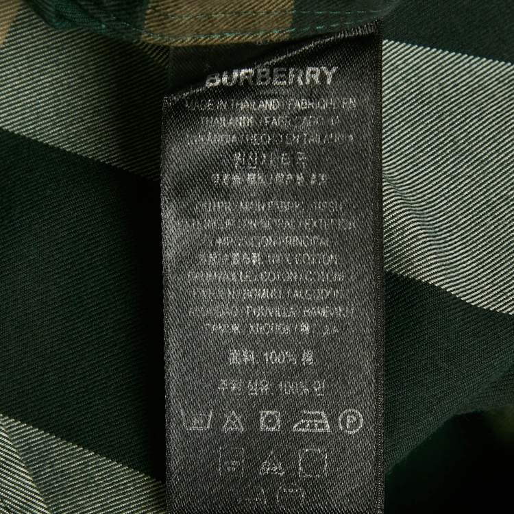 Pre Owned Burberry Green Nova Check Cotton Button Front Shirt XXXL