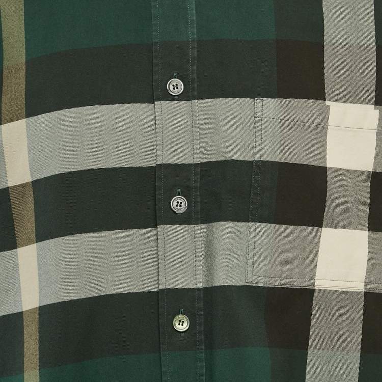 Pre Owned Burberry Green Nova Check Cotton Button Front Shirt XXXL
