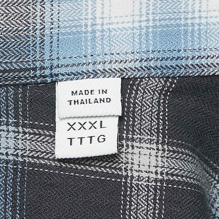 Pre Owned Burberry Blue Check Cotton Button-Down Shirt XXXL