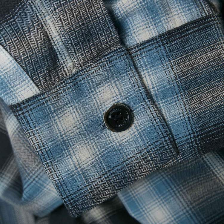 Pre Owned Burberry Blue Check Cotton Button-Down Shirt XXXL