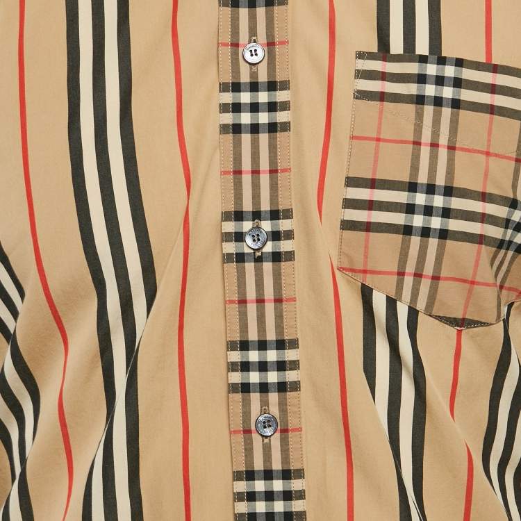 Pre Owned Burberry Beige Tartan Check Cotton Button Front Shirt M