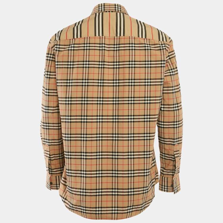 Pre Owned Burberry Beige Tartan Check Cotton Button Front Shirt M