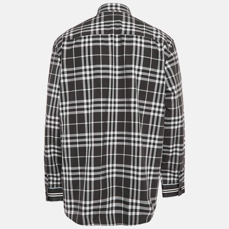 Pre Owned Burberry Black Check Cotton Long Sleeve Shirt XXXL