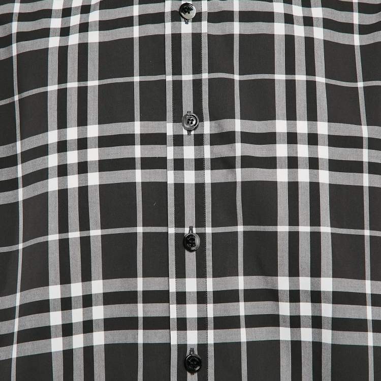 Pre Owned Burberry Black Check Cotton Long Sleeve Shirt XXXL