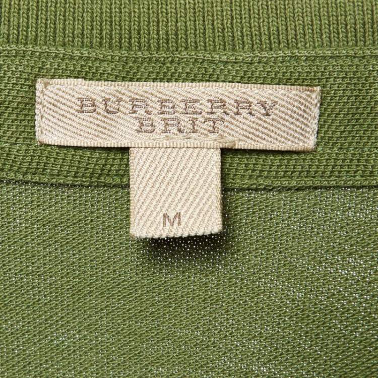 Pre Owned Burberry Brit Green Cotton Pique Polo T-Shirt M