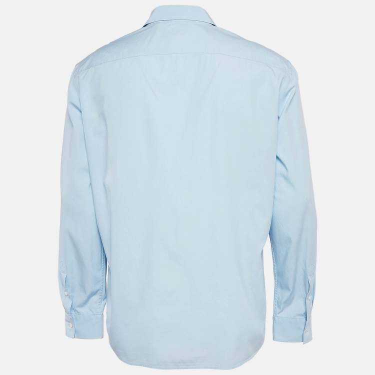 Pre Owned Burberry Blue Cotton Button Front Shirt XL