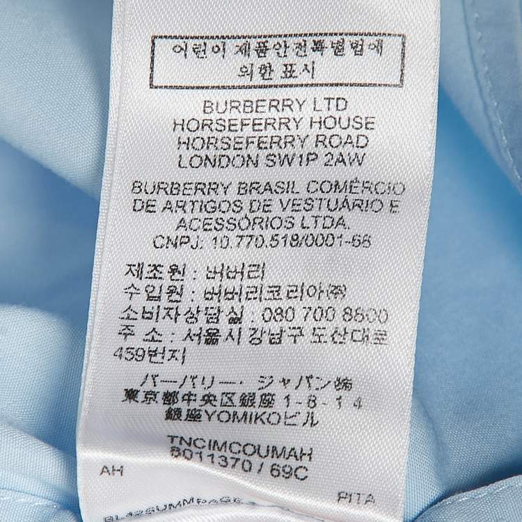 Pre Owned Burberry Blue Cotton Button Front Shirt XL