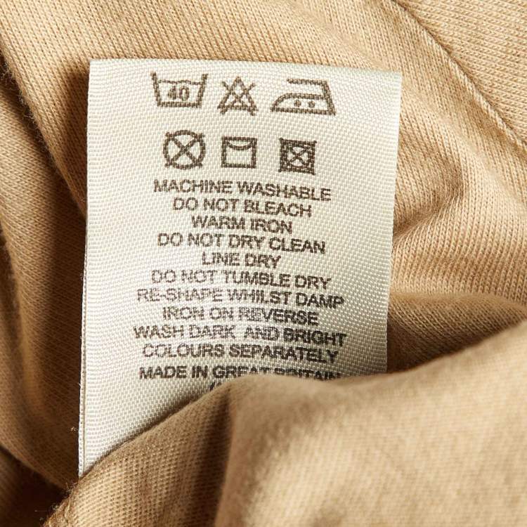 Pre Owned Burberry Beige Novacheck Shoulder Patch Detail T-Shirt M