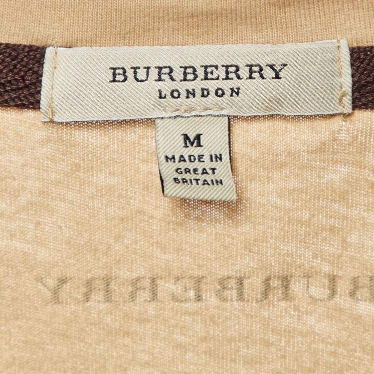 Pre Owned Burberry Beige Novacheck Shoulder Patch Detail T-Shirt M