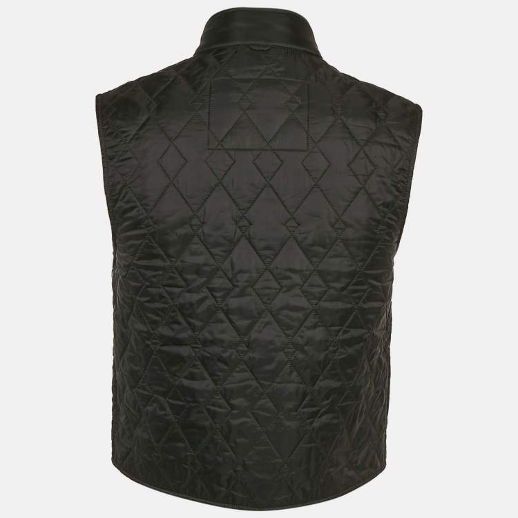 Pre Owned Burberry Black Synthetic Diamond Quilted Vest S