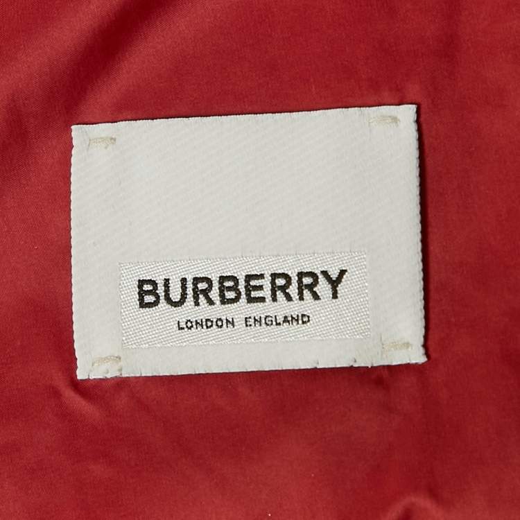 Pre Owned Burberry Dark Red Nylon Zip-Up Puffer Gilet S