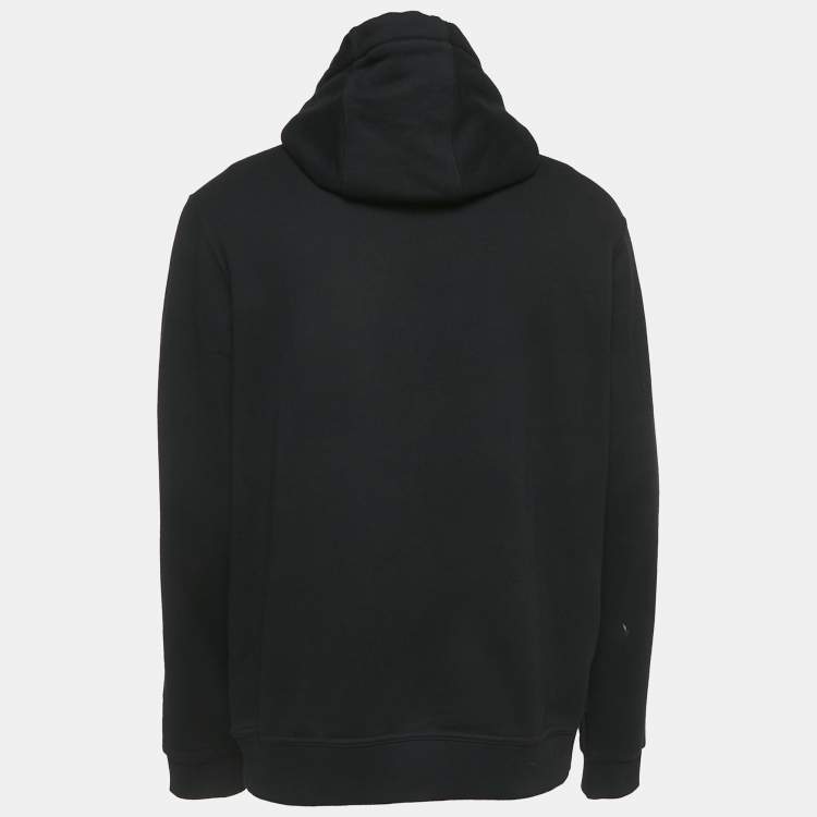 Pre Owned Burberry Black Logo Print Cotton Hooded Sweatshirt M