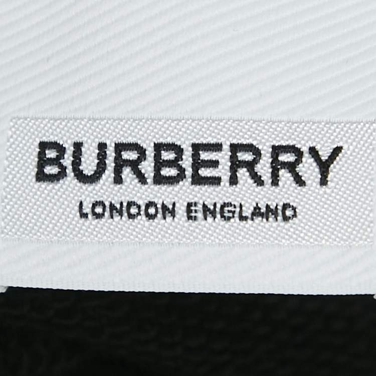 Pre Owned Burberry Black Logo Print Cotton Hooded Sweatshirt M