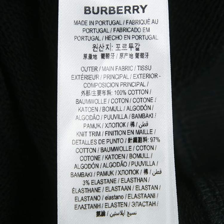 Pre Owned Burberry Black Logo Print Cotton Hooded Sweatshirt M