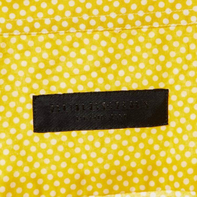 Pre Owned Burberry Prorsum Yellow Dot Printed Cotton Button Front Shirt L