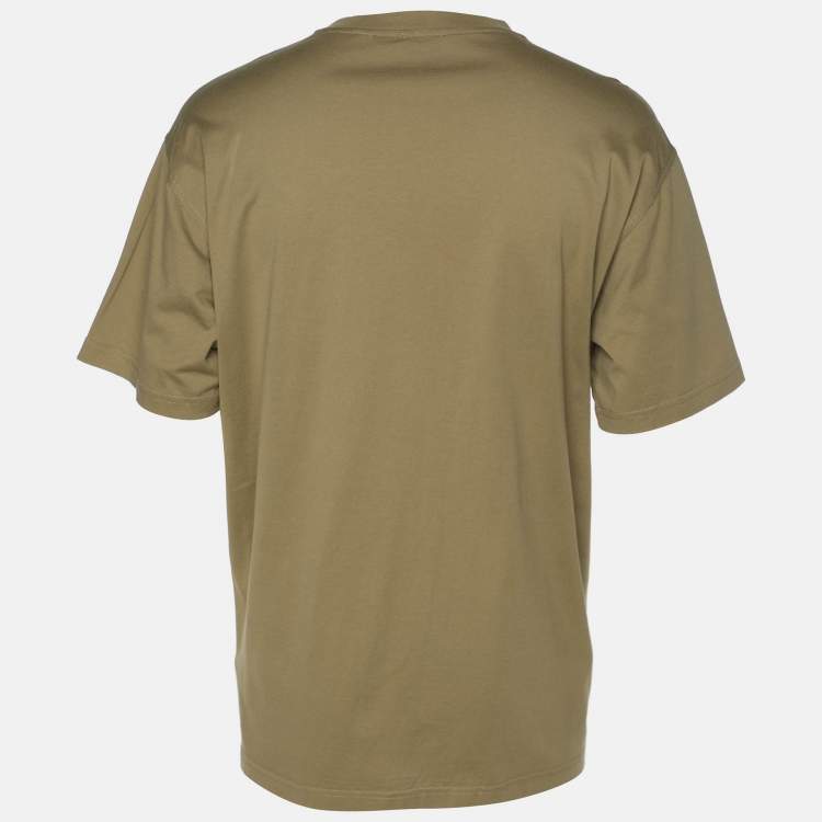 Pre Owned Burberry Olive Green Cotton Fenson Square Logo T-Shirts L