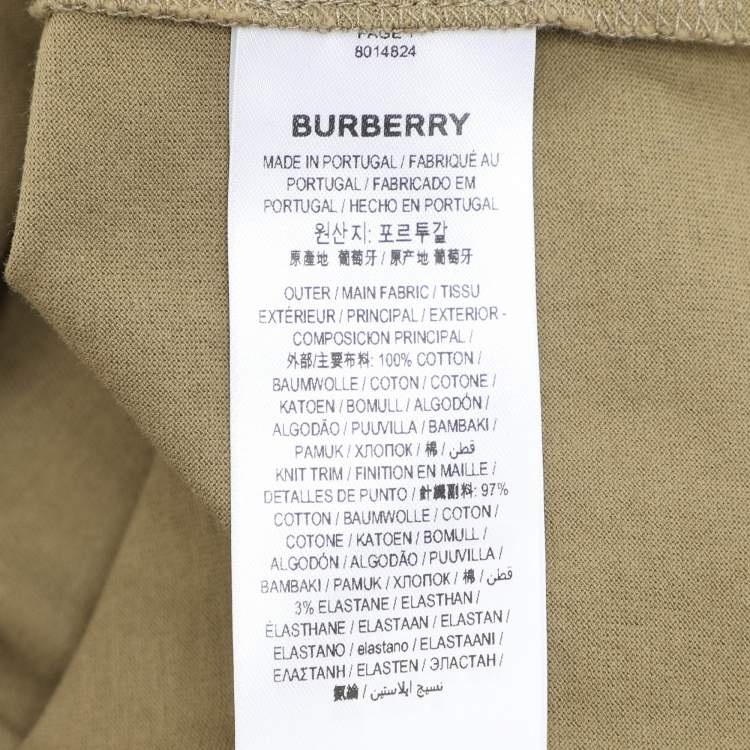 Pre Owned Burberry Olive Green Cotton Fenson Square Logo T-Shirts L