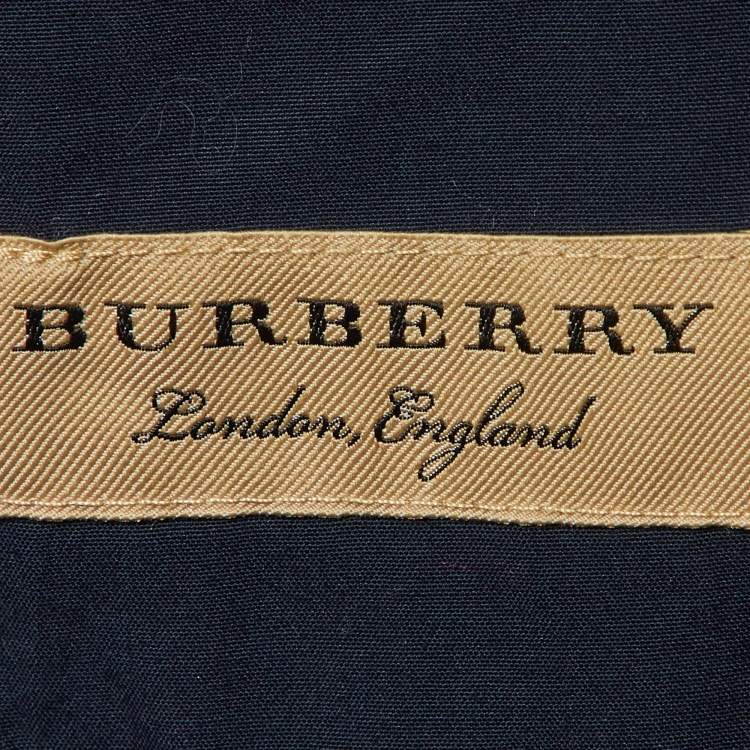 Pre Owned Burberry Navy Blue Cotton Button Front Shirt XL