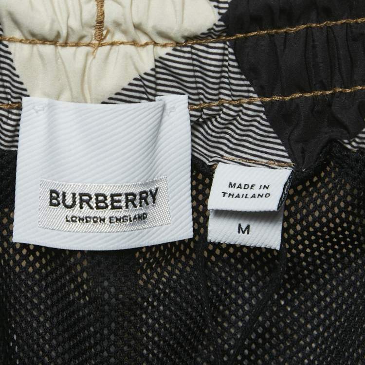 Pre Owned Burberry Beige Checks Synthetic Swim Shorts M
