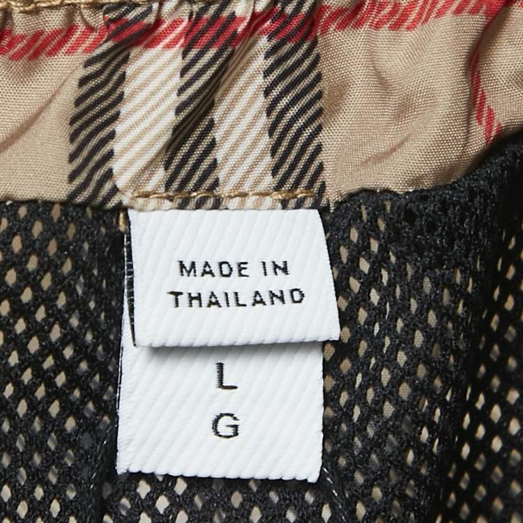 Pre Owned Burberry Beige Checks Synthetic Swim Shorts L