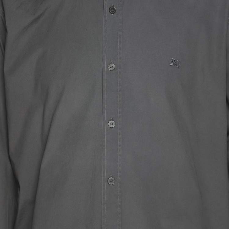 Pre Owned Burberry Grey Cotton Button Front Full Sleeve Shirt XXXL