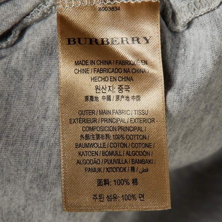 Pre Owned Burberry Grey Cotton V-Neck T-Shirt XXL