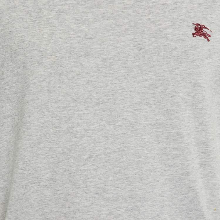 Pre Owned Burberry Grey Cotton V-Neck T-Shirt XXL