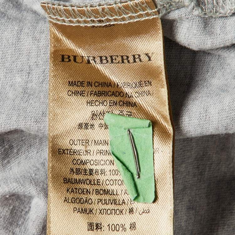 Pre Owned Burberry Grey Cotton V-Neck T-Shirt XXL