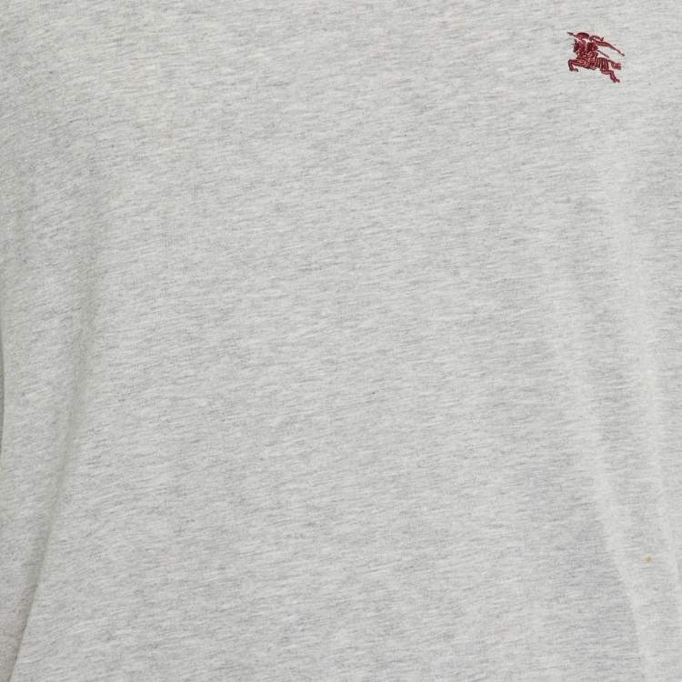 Pre Owned Burberry Grey Cotton V-Neck T-Shirt XXL