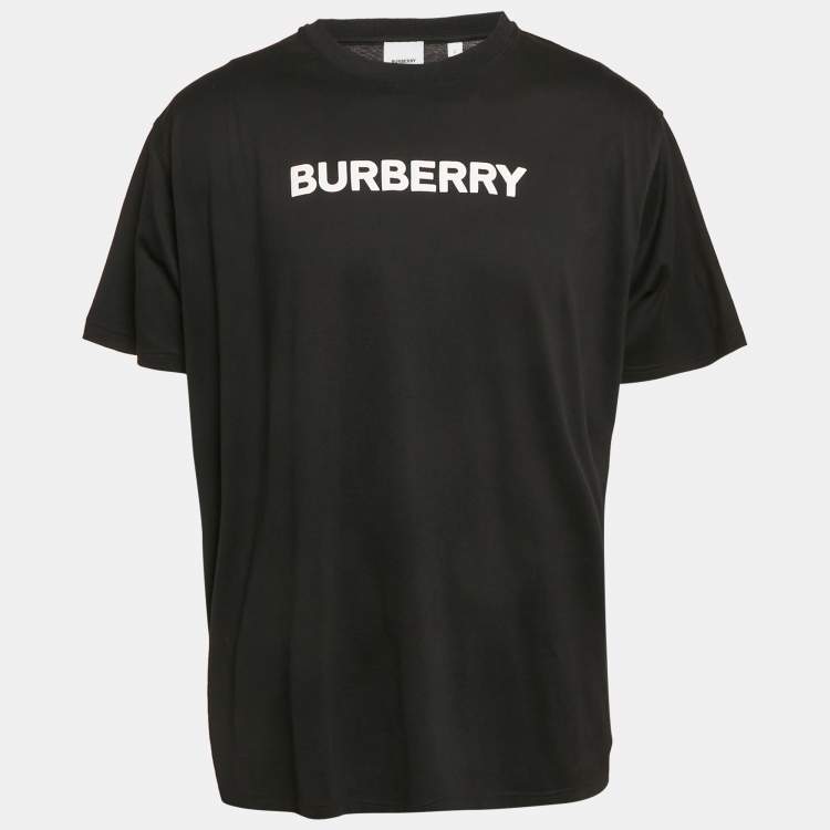 Pre Owned Burberry Black Logo Print Jersey T-Shirt L