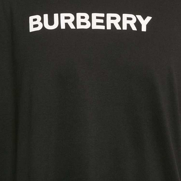 Pre Owned Burberry Black Logo Print Jersey T-Shirt L
