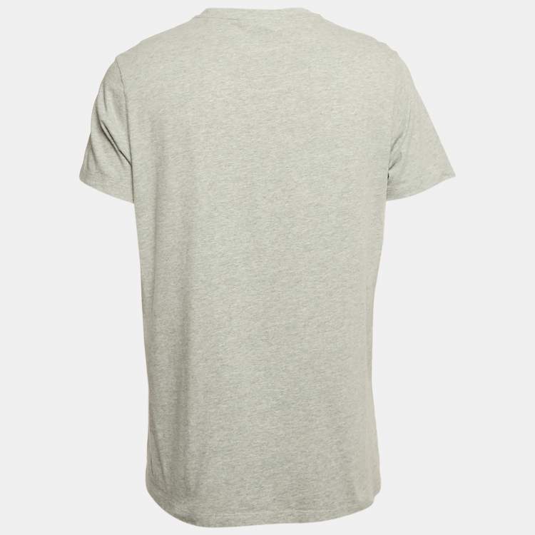 Pre Owned Burberry Grey Logo Embroidered Jersey T-Shirt L