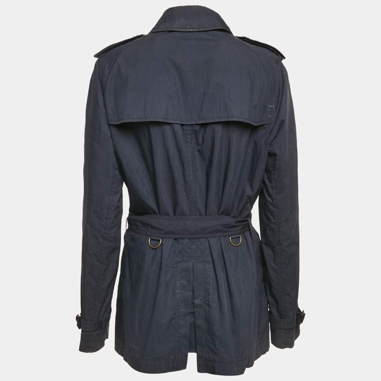 Pre Owned Burberry Black Cotton Double Breasted Jacket M