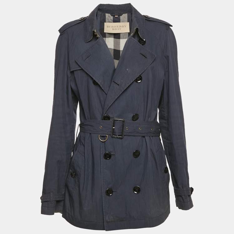 Pre Owned Burberry Black Cotton Double Breasted Jacket M