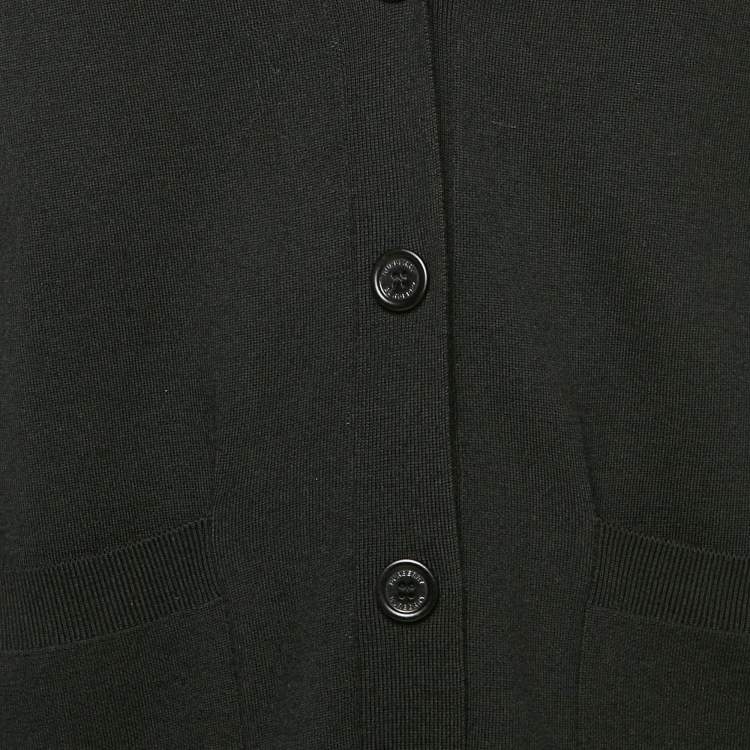 Pre Owned Burberry Black Wool Blend Buttoned Cardigan M