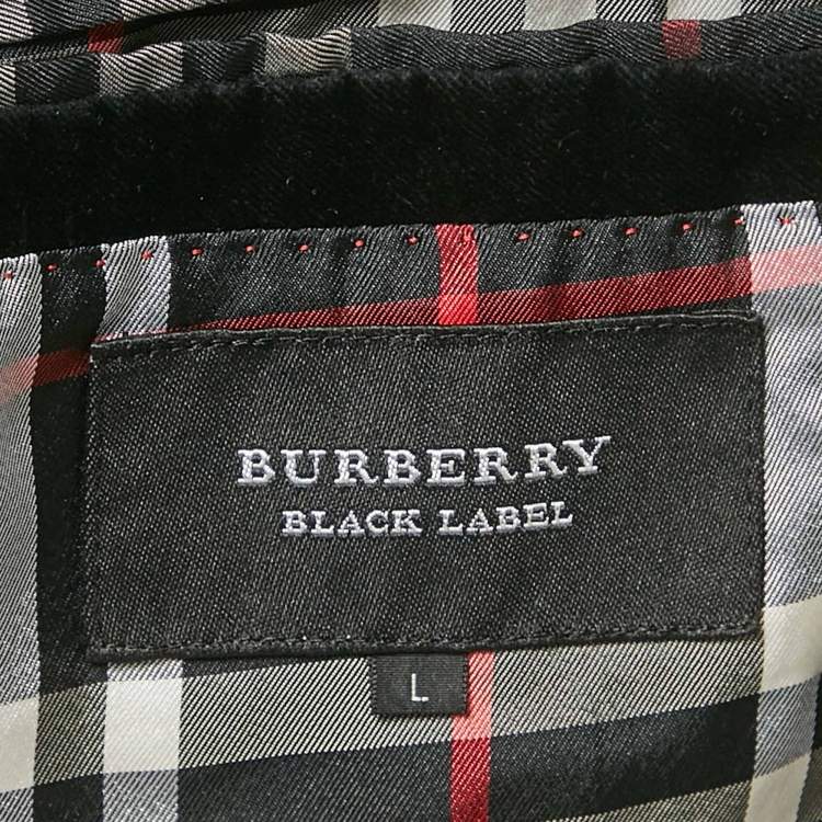 Pre Owned Burberry Black Label Black Velvet Tailored Blazer L