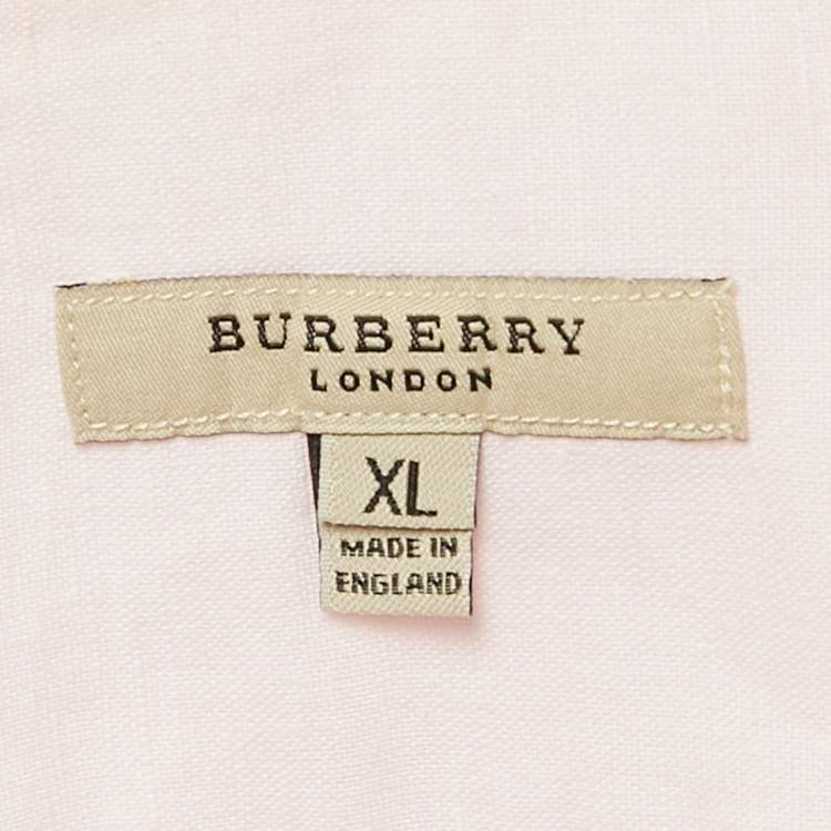Pre Owned Burberry Pink Linen Long Sleeve Shirt XL