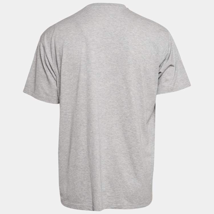 Pre Owned Burberry Grey Logo Print Jersey T-Shirt L