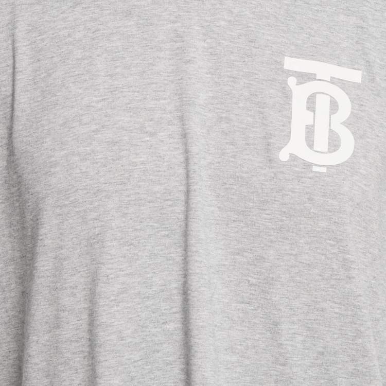 Pre Owned Burberry Grey Logo Print Jersey T-Shirt L