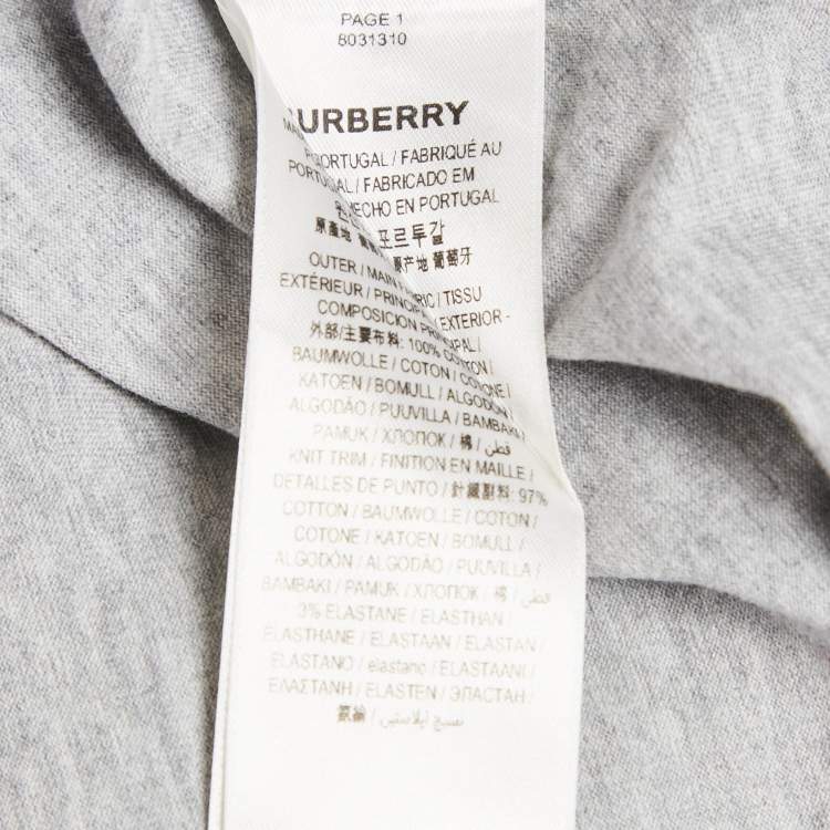 Pre Owned Burberry Grey Logo Print Jersey T-Shirt L