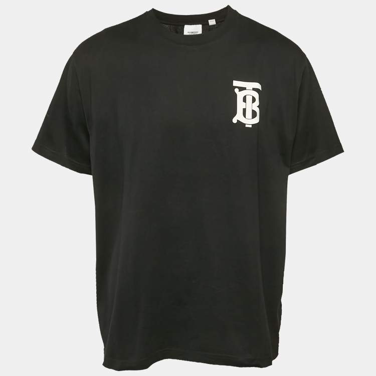 Pre Owned Burberry Black TB Print Jersey Crewneck T-Shirt L