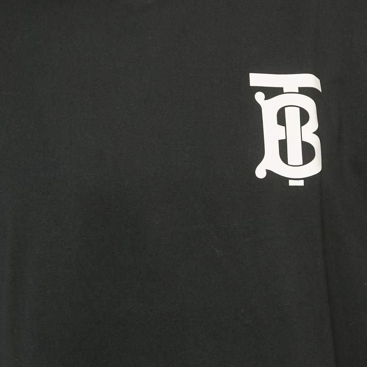 Pre Owned Burberry Black TB Print Jersey Crewneck T-Shirt L